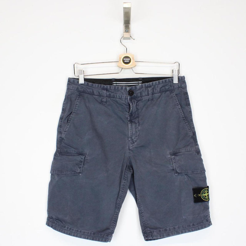 Stone Island SS 2022 Navy Blue Bermuda Cotton Cargo Shorts