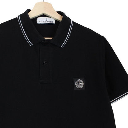 Stone Island AW 2020 Black Short Sleeve Compass Cotton Polo Shirt
