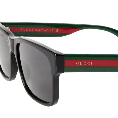 Gucci black square sunglasses with logo detail, brand new with tags and case.