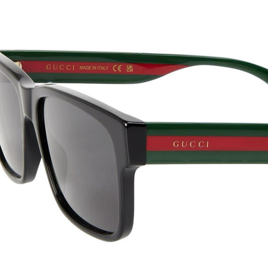 Gucci black square sunglasses with logo detail, brand new with tags and case.