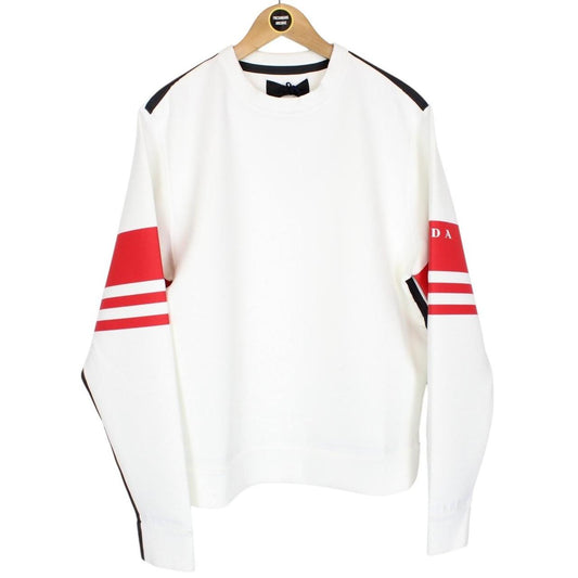 Prada White and Red ‘On Ice’ Polyester Sweatshirt Jumper