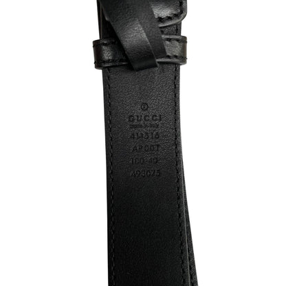 Gucci Black and Gold Marmont Leather Belt with GG Buckle