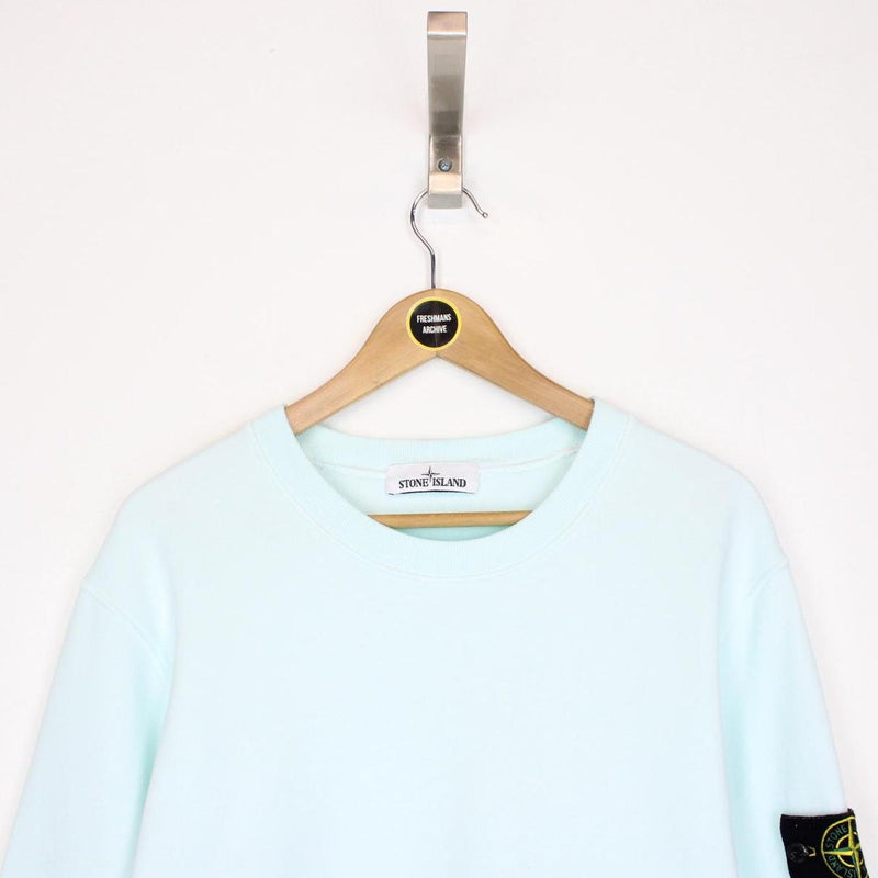 Stone Island AW 2021 Light Blue Cotton Sweatshirt Jumper