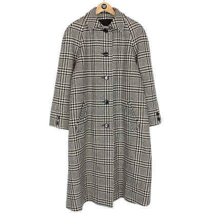 Vintage 90s Aquascutum White and Black Check Virgin Wool Coat