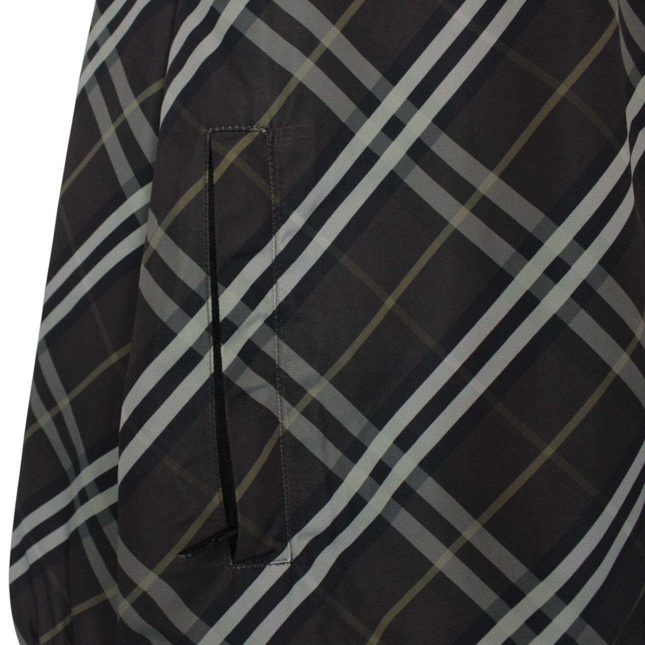 Burberry reversible jacket in dark grey and black with Nova Check pattern and full zip.