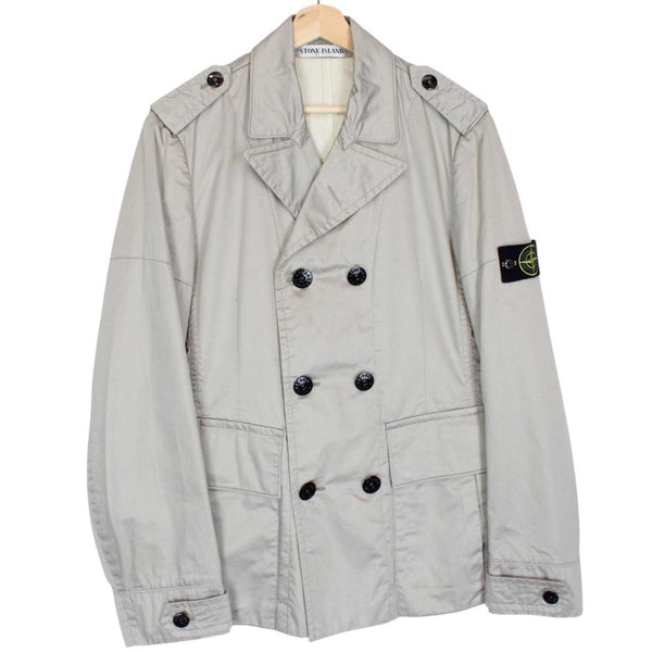 Stone Island SS 2009 Grey Cotton Spalmatura Double Breasted Jacket