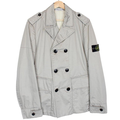 Stone Island SS 2009 Grey Cotton Spalmatura Double Breasted Jacket