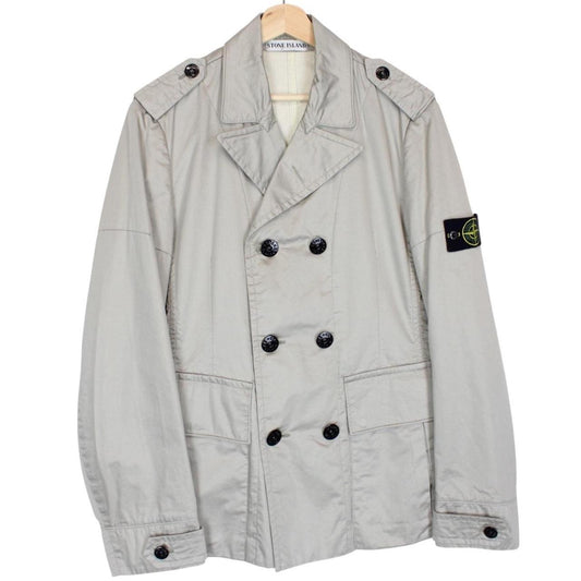 Stone Island SS 2009 Grey Cotton Spalmatura Double Breasted Jacket