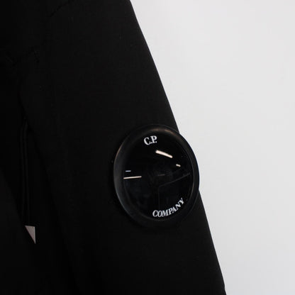 CP Company Black Quilted Hybrid Soft Shell Full Zip Lens Jacket