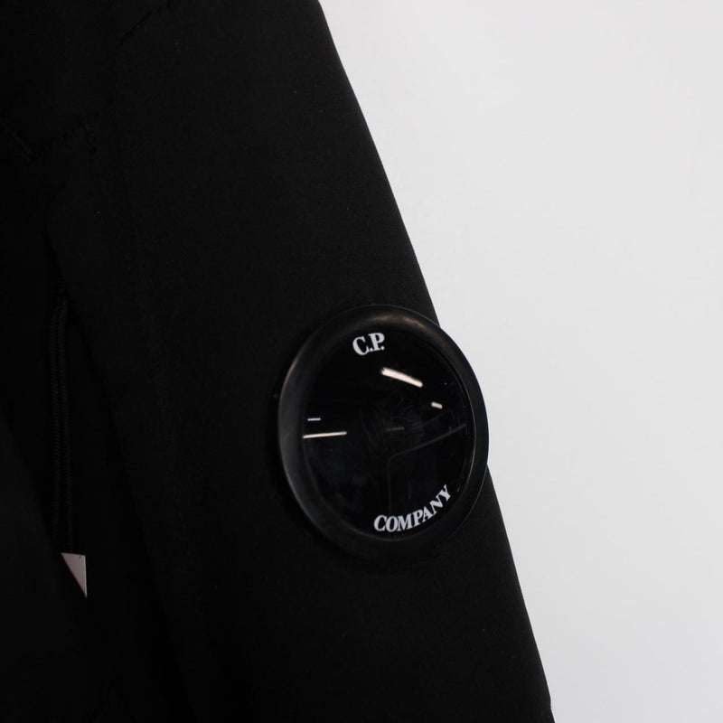 CP Company Black Quilted Hybrid Soft Shell Full Zip Lens Jacket