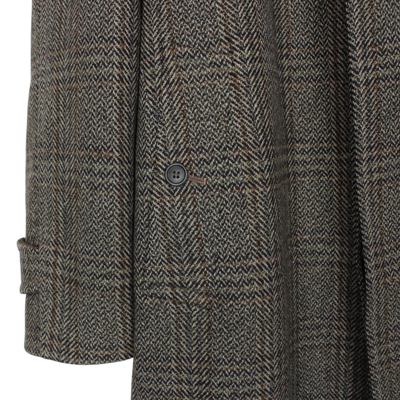 Vintage 90s Burberry Khaki Green Tweed Wool Overcoat
