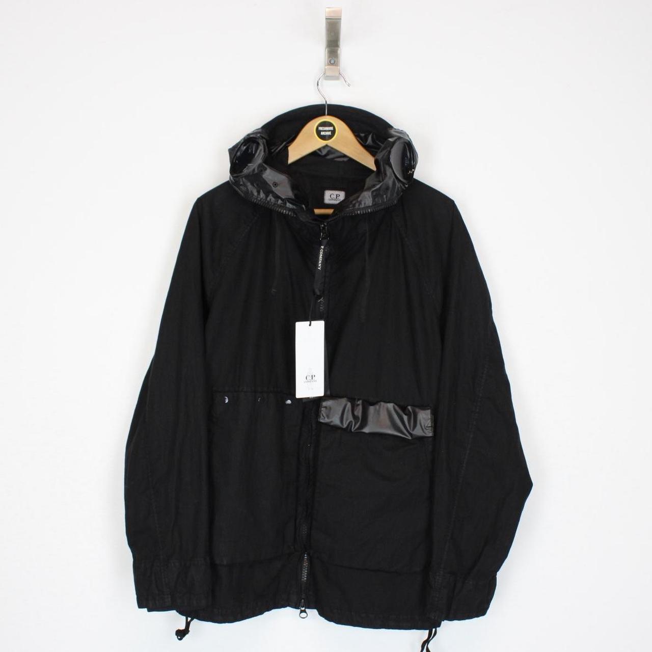 CP Company Black 50 Fili Gum Mixed Full Zip Hooded Explorer Goggle Jacket