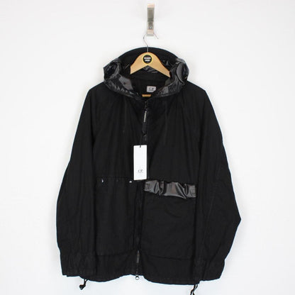 CP Company Black 50 Fili Gum Mixed Full Zip Hooded Explorer Goggle Jacket