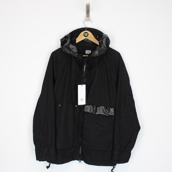 CP Company Black 50 Fili Gum Mixed Full Zip Hooded Explorer Goggle Jacket