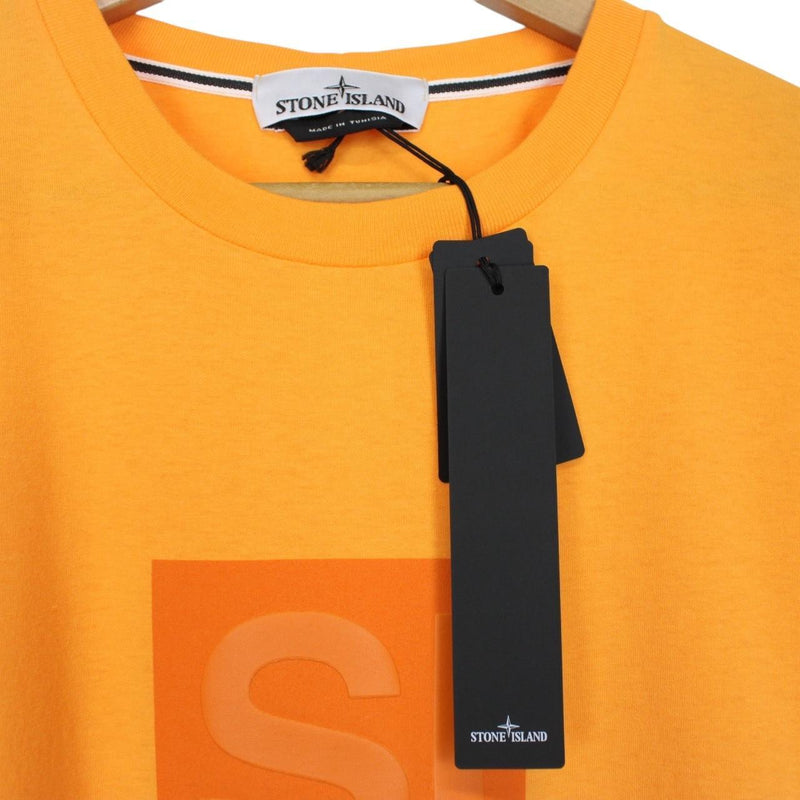 Stone Island SS 2023 Orange Abbreviation One Print Short Sleeve Cotton T-Shirt
