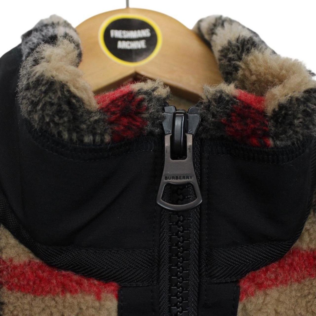 Burberry Tan Brown Nova Check Norton Wool Mix Fleece Jacket