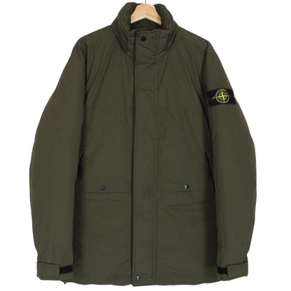 Stone Island green full zip jacket with micro twill fabric and logo badge.