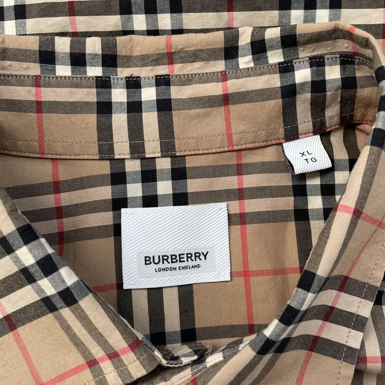 Burberry Tan Brown Nova Check Long Sleeve Poplin Cotton Shirt