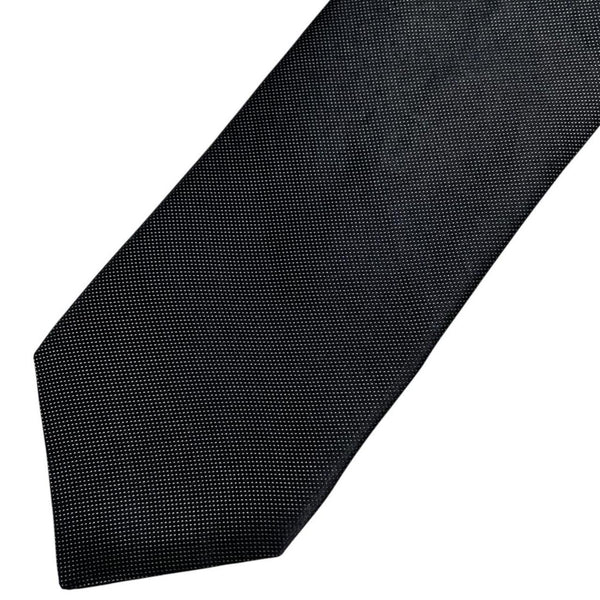 DKNY black silk tie with classic design and subtle sheen.