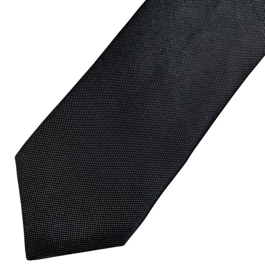 DKNY black silk tie with classic design and subtle sheen.