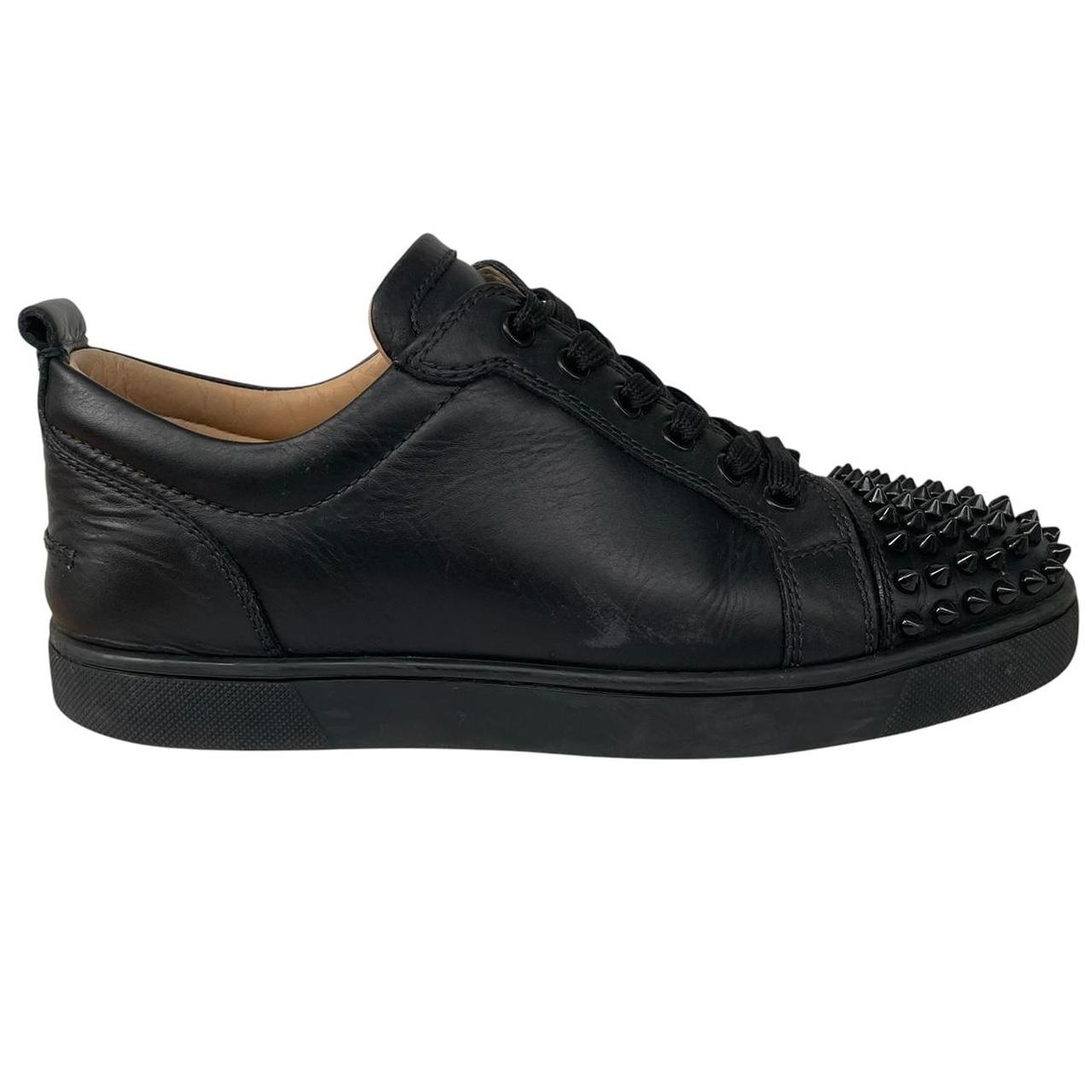 Christian Louboutin Black and Red Louis Junior Spikes Calfskin Leather Trainers