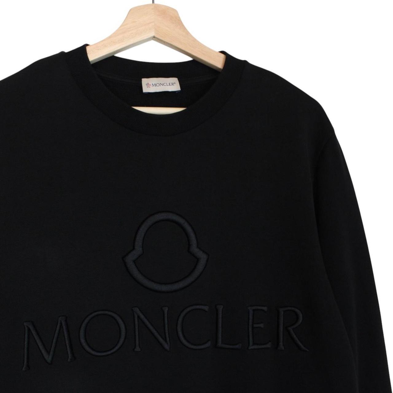 Moncler Maglia Black Embroidered Logo Cotton Sweatshirt Jumper
