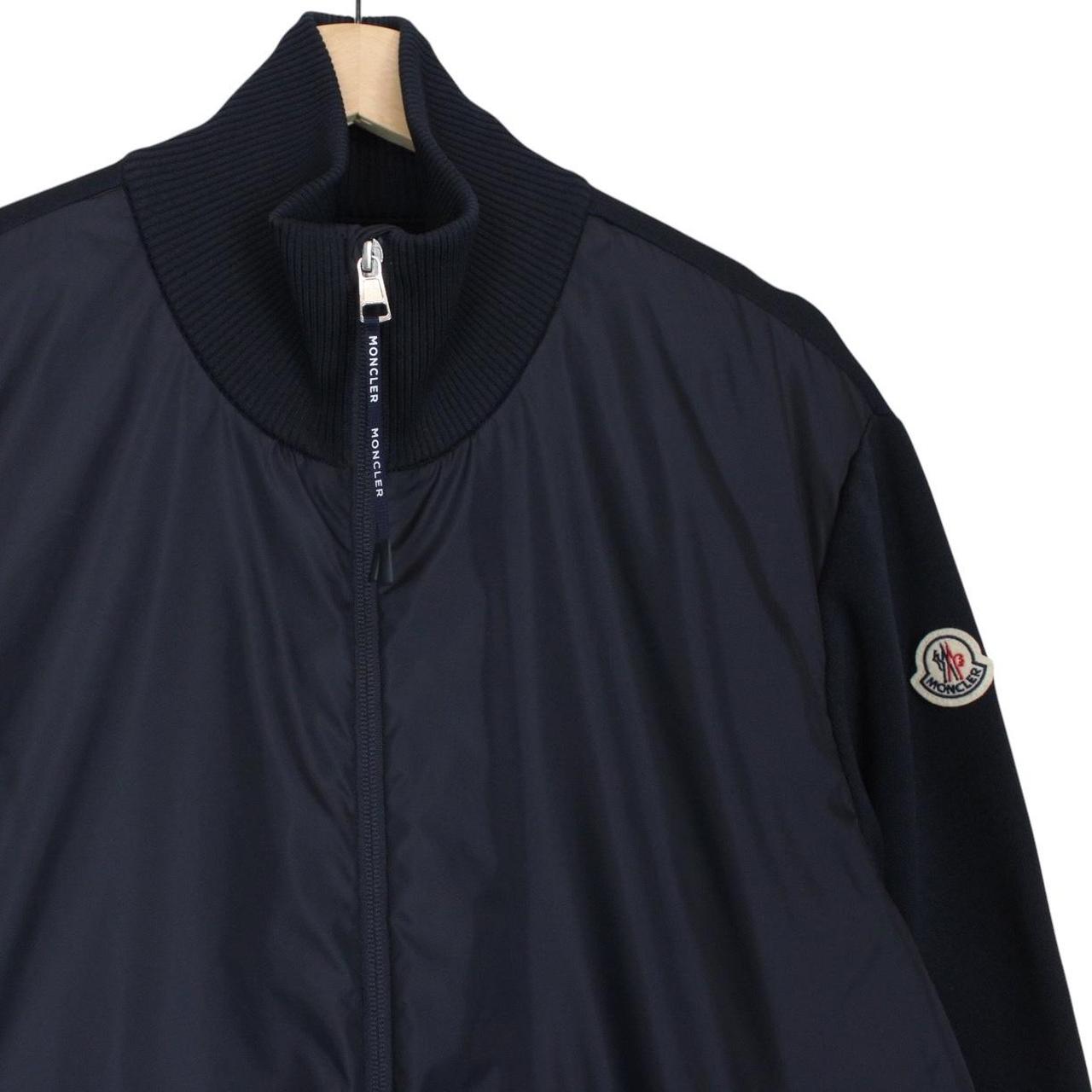 Moncler Navy Blue Full Zip Cotton/Nylon Down Tricot Cardigan Jacket