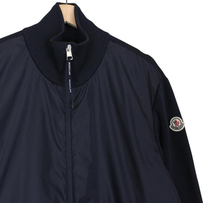 Moncler Navy Blue Full Zip Cotton/Nylon Down Tricot Cardigan Jacket