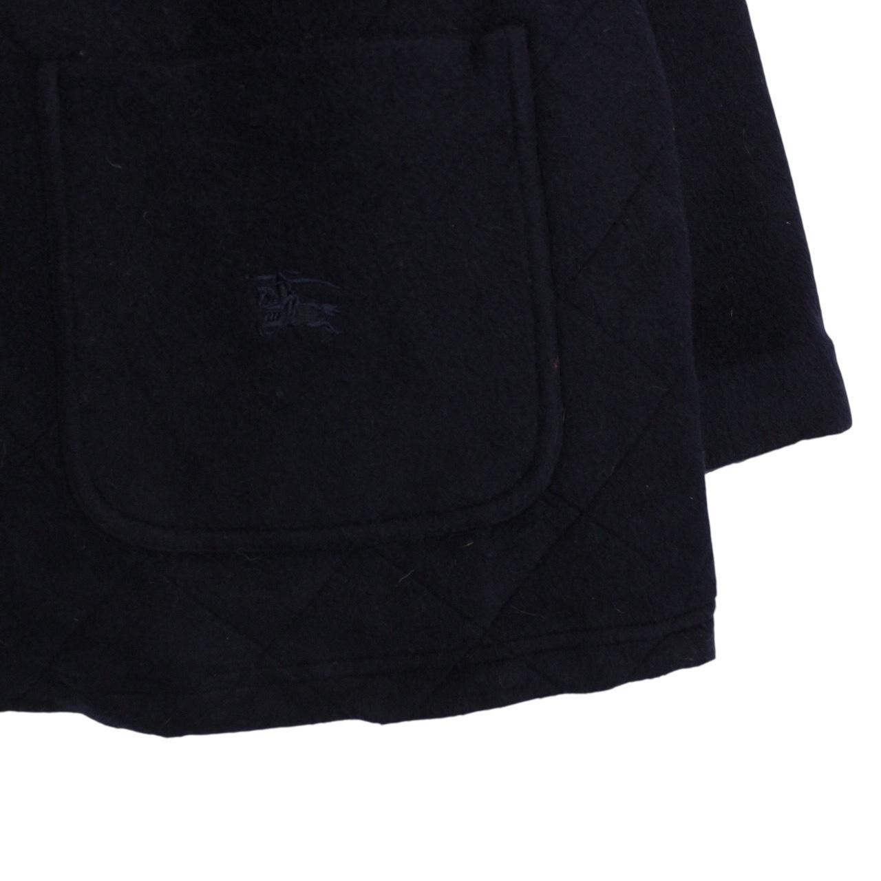 Vintage 90s Burberry Navy Blue Wool Blend Quilted Coat