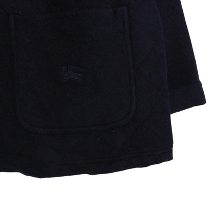 Vintage 90s Burberry Navy Blue Wool Blend Quilted Coat