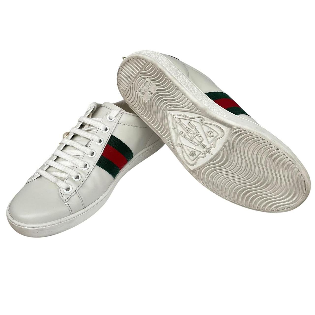 Gucci Ace White Leather Pearl Studded Trainers