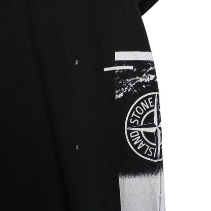 Stone Island SS 2020 Black and White Short Sleeve Logo Print T-Shirt