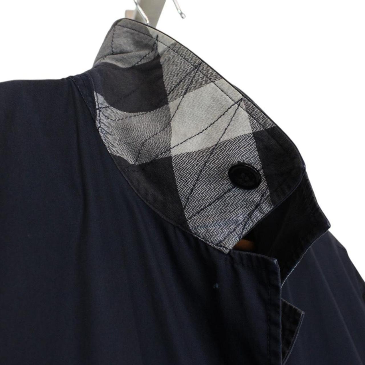 Burberry Brit Navy Blue Single Breasted Nova Check Lined Car Coat