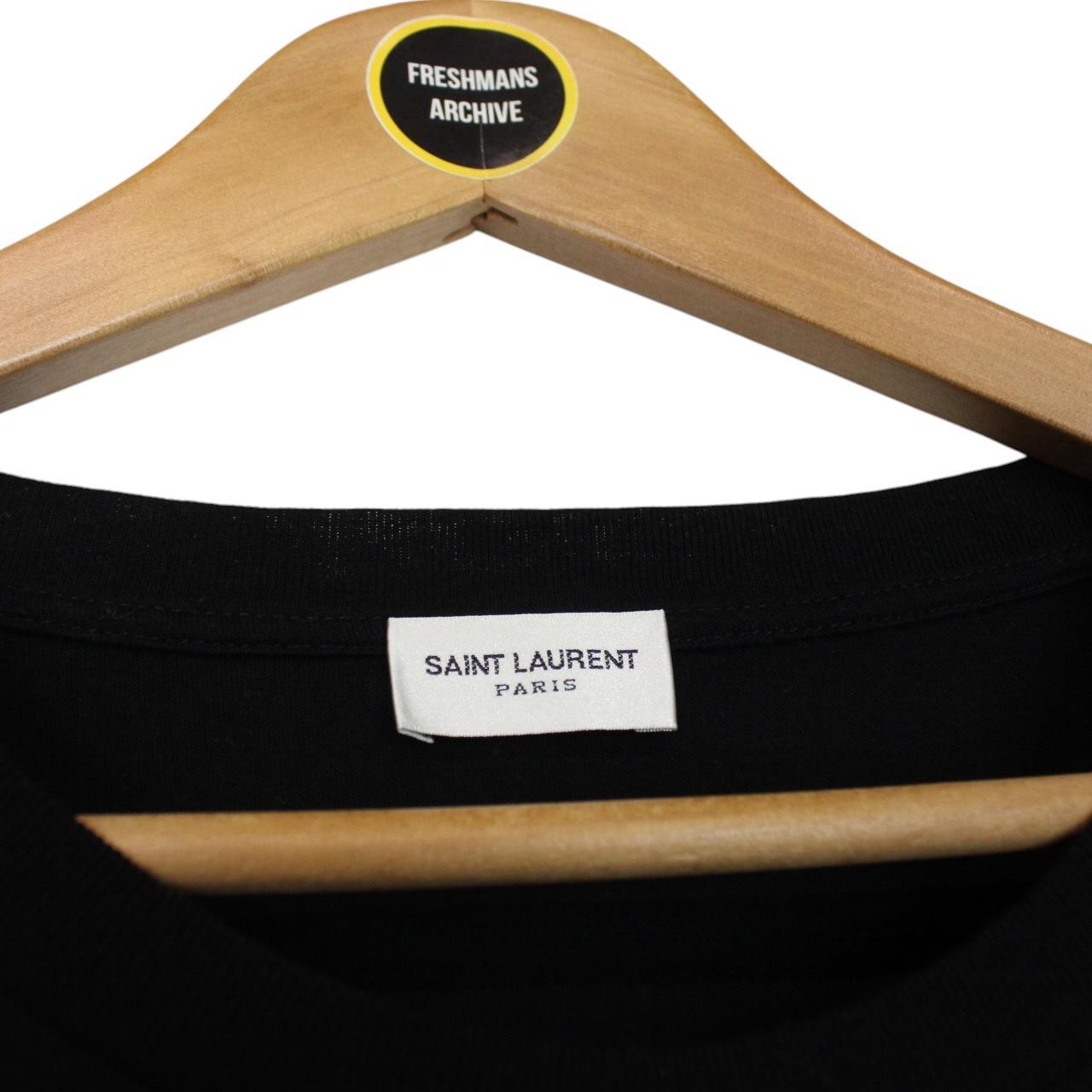 Saint Laurent Paris Black Short Sleeve Signature Logo Cotton T-Shirt