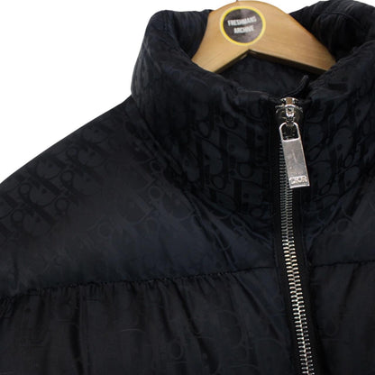 Dior Navy Blue Oblique Technical Full Zip Down Jacket