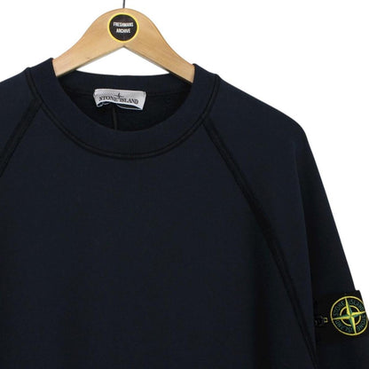 Stone Island Navy Blue Crew Neck Cotton Sweatshirt Jumper