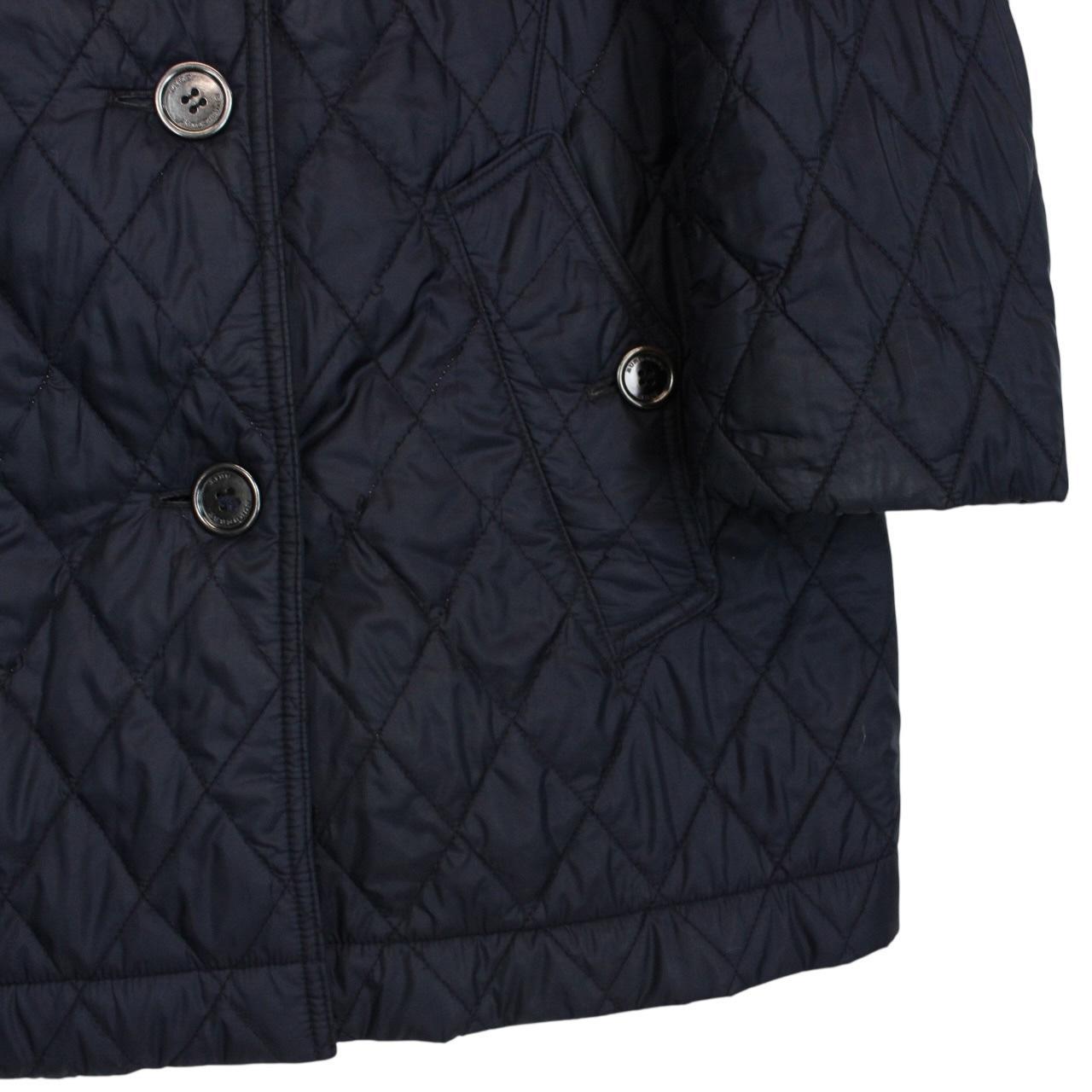 Burberry Brit Navy Blue Nova Check Lined Diamond Quilted Coat