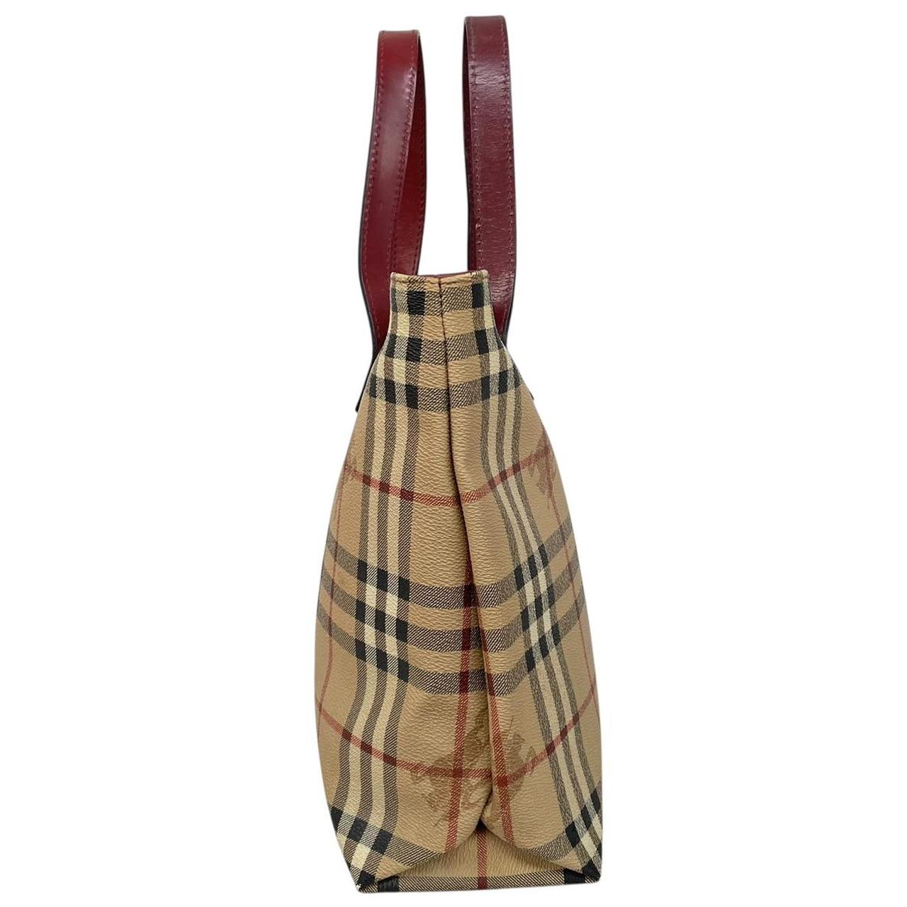 Burberry London Tan Brown Nova Check Coated Canvas Tote Bag