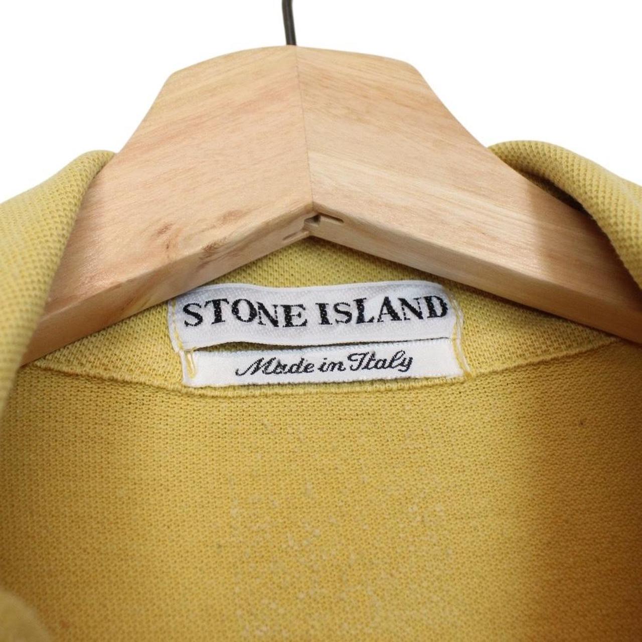 Vintage Stone Island Marina SS 1995 Yellow Short Sleeve 1/4 Zip Cotton Polo Shirt