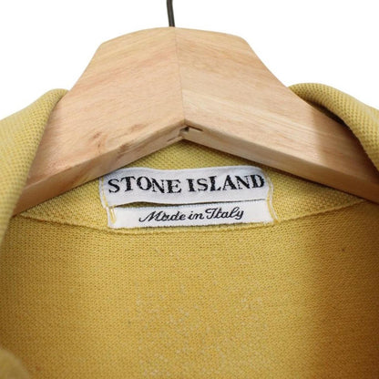 Vintage Stone Island Marina SS 1995 Yellow Short Sleeve 1/4 Zip Cotton Polo Shirt