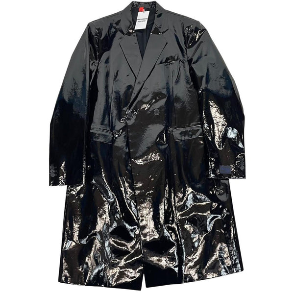 Raf Simons AW 22/23 Black PVC Coated Cotton Double Breasted Coat