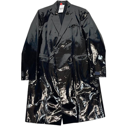 Raf Simons AW 22/23 Black PVC Coated Cotton Double Breasted Coat