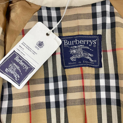 Vintage 90s Burberry Deadstock Cream Double Breasted Belted Trench Coat