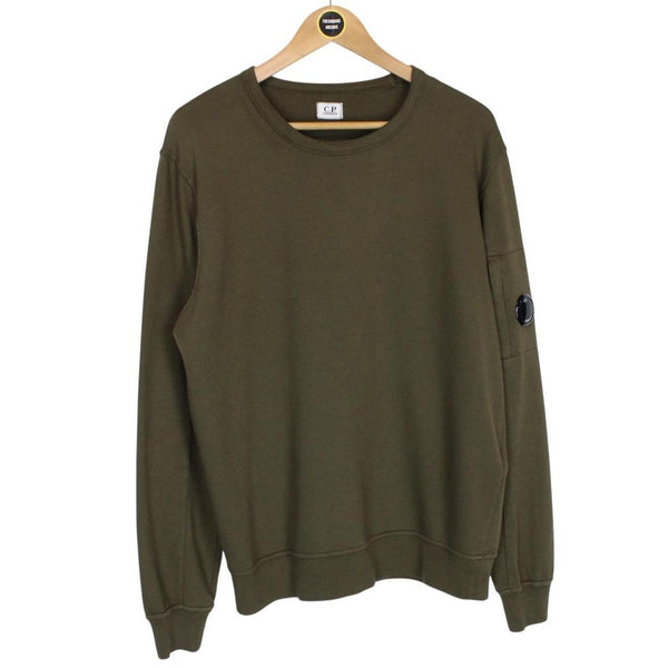 CP Company Khaki Green Goggle Lens Cotton Sweatshirt Jumper