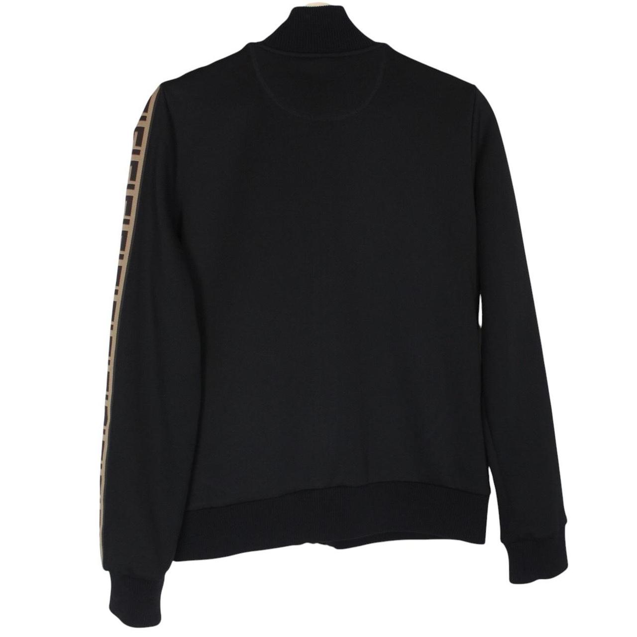Fendi black and brown track jacket with Zucca monogram pattern and full zip.