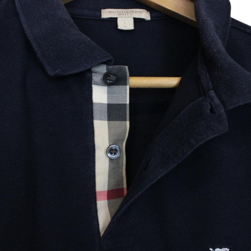 Burberry Brit Navy Blue Nova Check Short Sleeve Cotton Polo Shirt