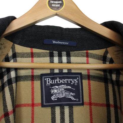 Vintage 90s Burberry Dark Grey Nova Check Lined Wool Harrington Jacket