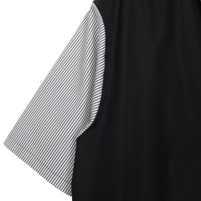 Prada Re-Nylon Stretch Cotton Black and White Hybrid Bowling Shirt