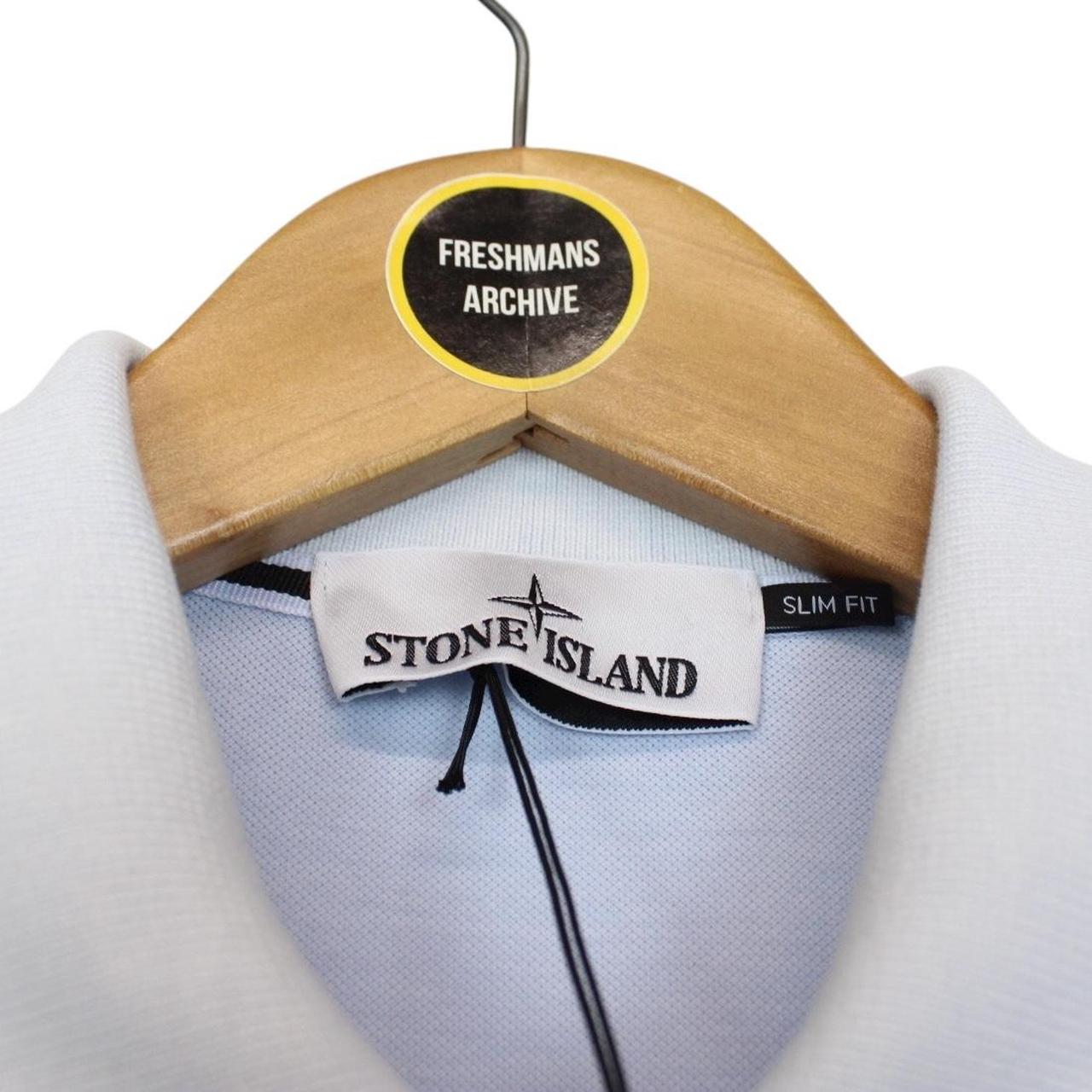 Stone Island Light Blue Organic Cotton Short Sleeve Compass Polo Shirt