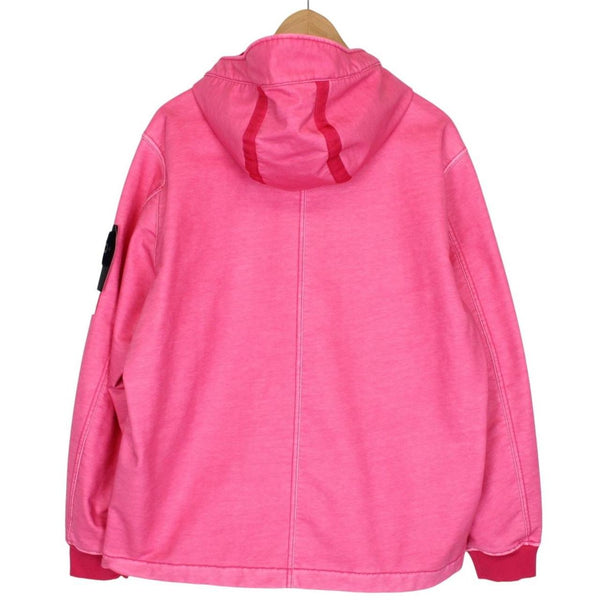 Stone Island SS 2022 Pink Felpa Diagonale Gommata 1/4 Zip Smock Jacket
